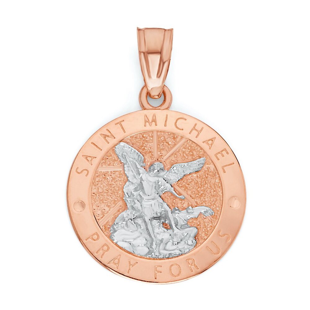 14k Real Solid Rose Gold Saint Michael Pendant